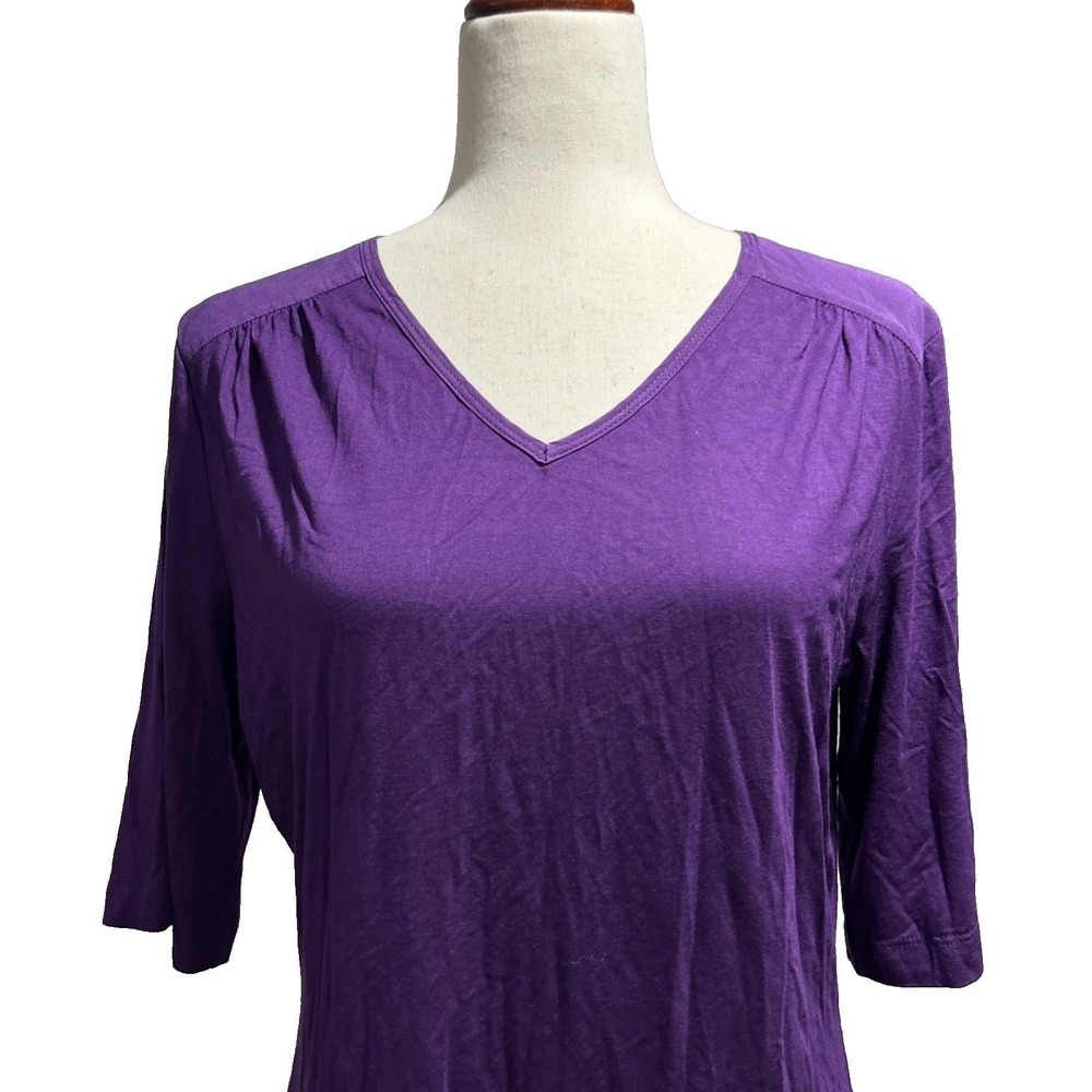 St. John Women's Blouse Medium Viscose Draped V-Neck Short Sleeve Shirt Top - Picture 3 of 10